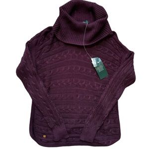 Lauren Ralph Lauren Women's Cable Knit Turtleneck Sweater - Plum